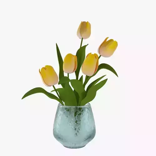 Yellow tulips bouquet in a vase