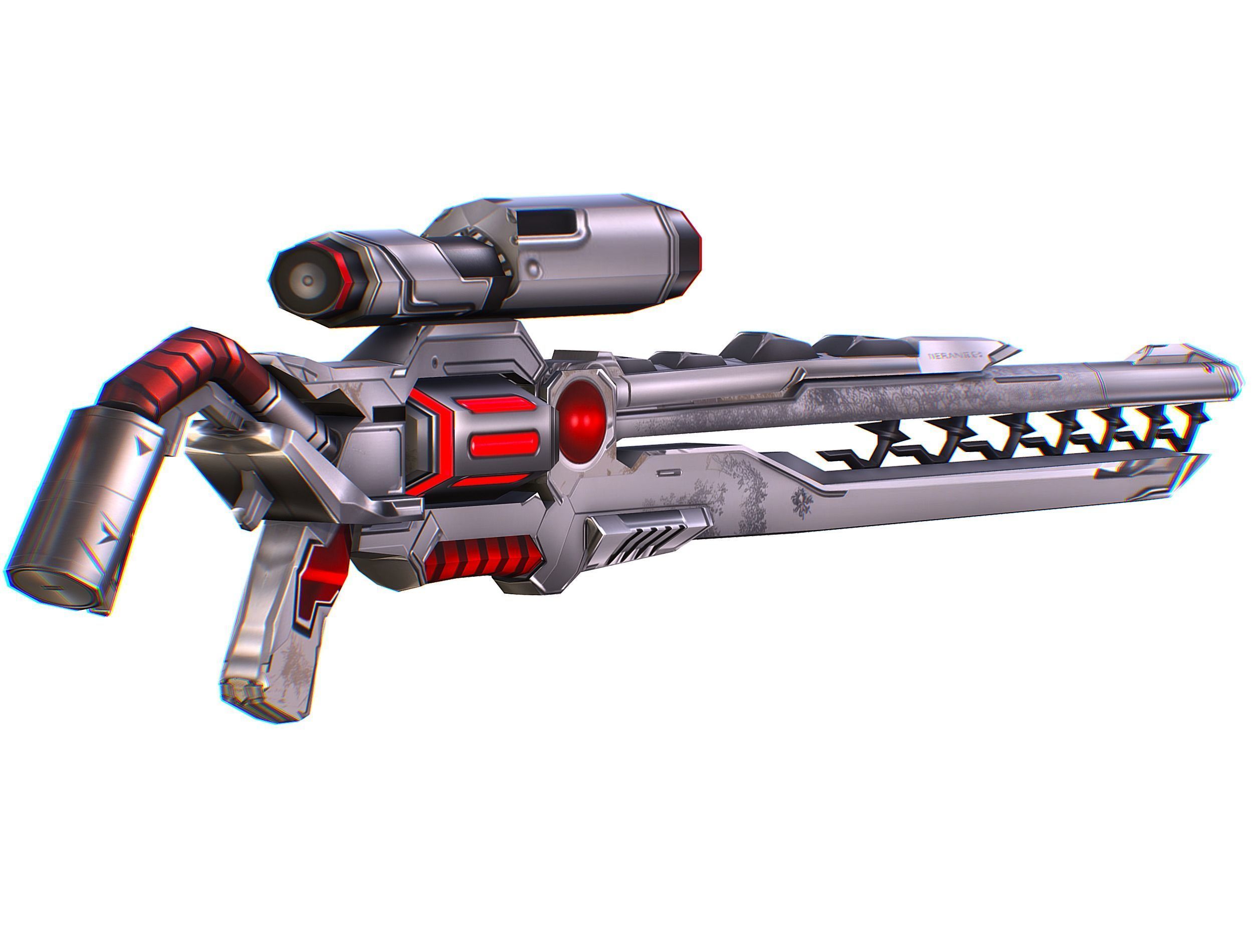 LowPoly Cartoon Sci-Fi Sniper Rifle Future Low-poly 3D model_23