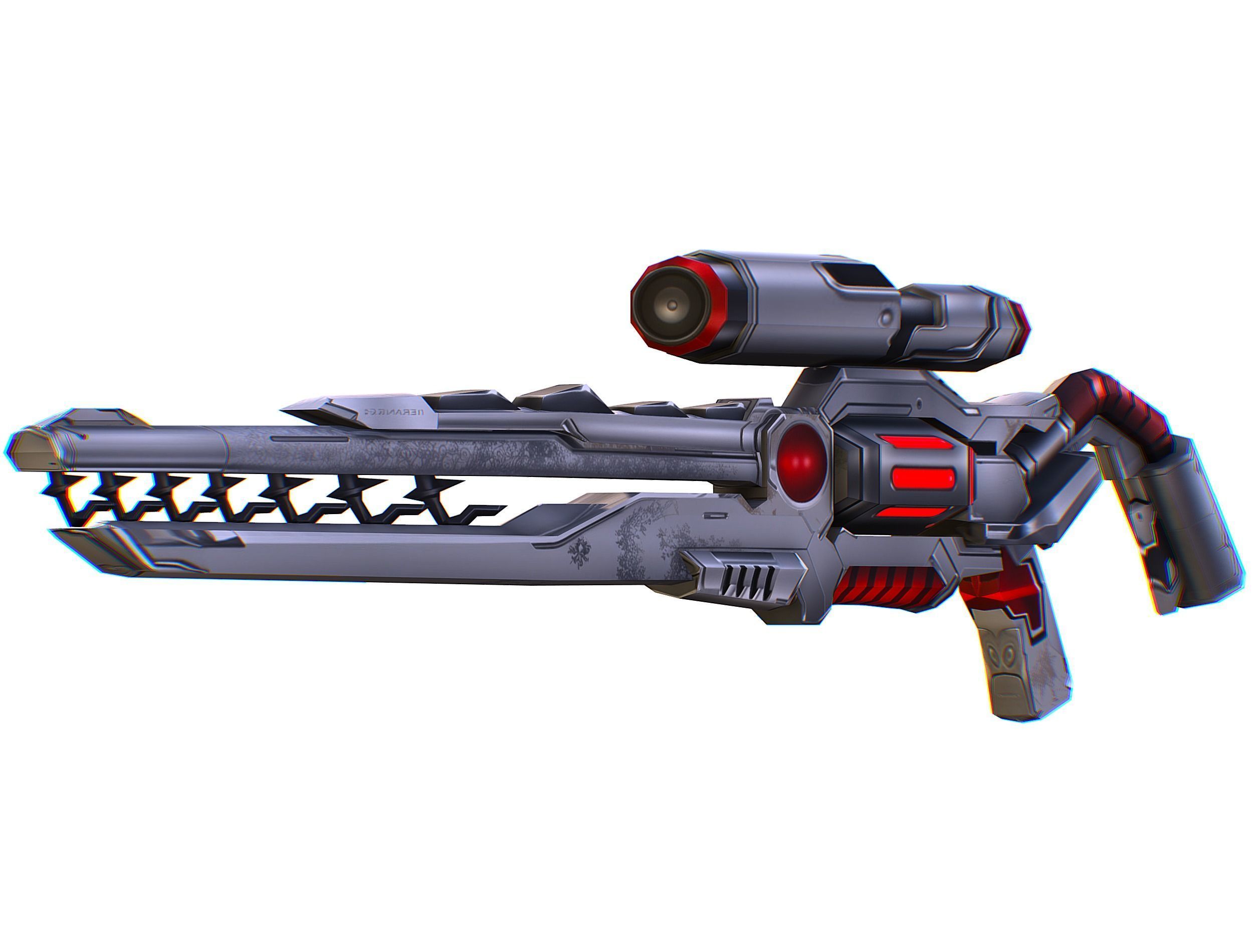 LowPoly Cartoon Sci-Fi Sniper Rifle Future Low-poly 3D model_10