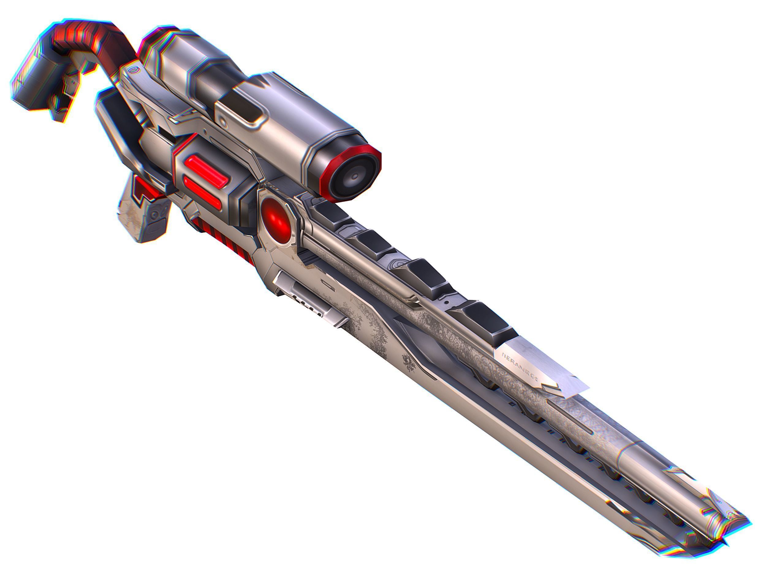 LowPoly Cartoon Sci-Fi Sniper Rifle Future Low-poly 3D model_27