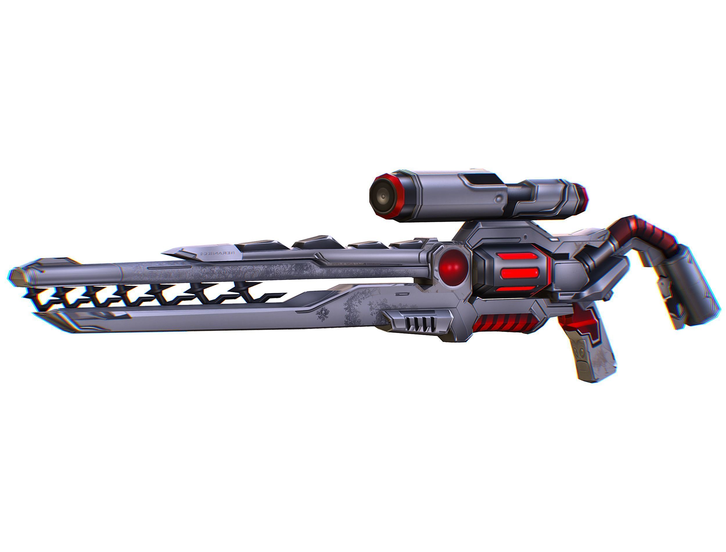 LowPoly Cartoon Sci-Fi Sniper Rifle Future Low-poly 3D model_11