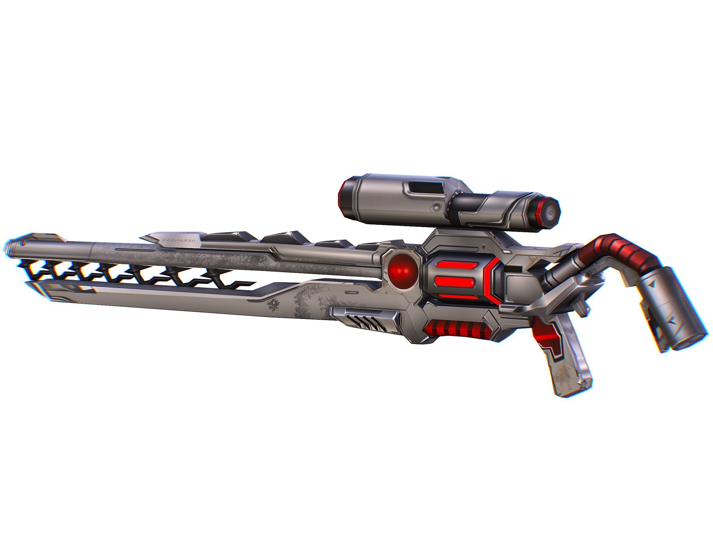 LowPoly Cartoon Sci-Fi Sniper Rifle Future Low-poly 3D model_15