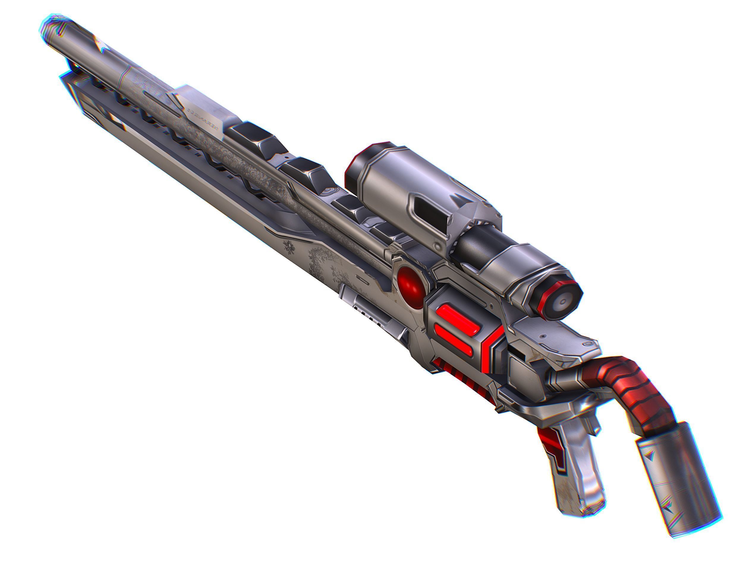 LowPoly Cartoon Sci-Fi Sniper Rifle Future Low-poly 3D model_30