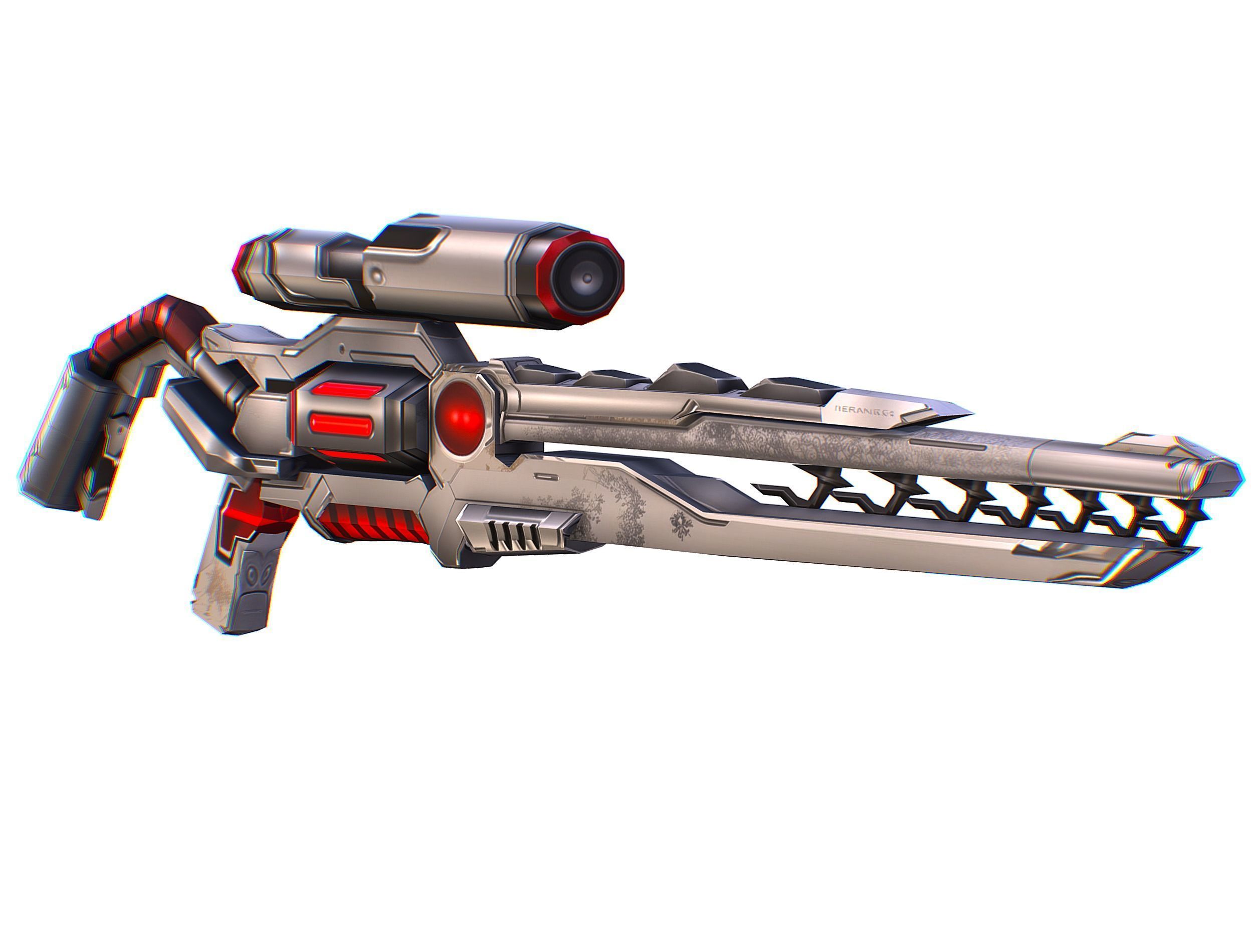 LowPoly Cartoon Sci-Fi Sniper Rifle Future Low-poly 3D model_1