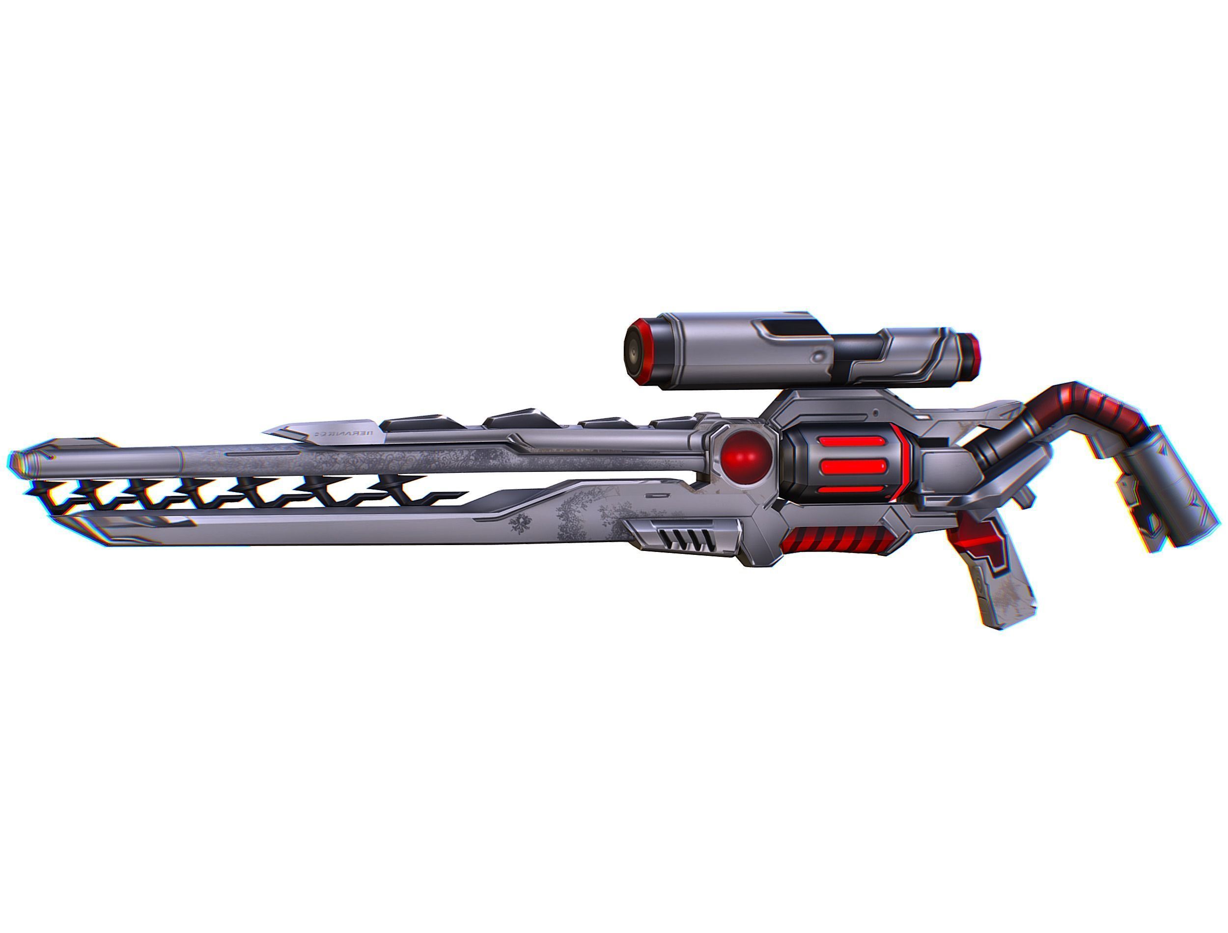 LowPoly Cartoon Sci-Fi Sniper Rifle Future Low-poly 3D model_12