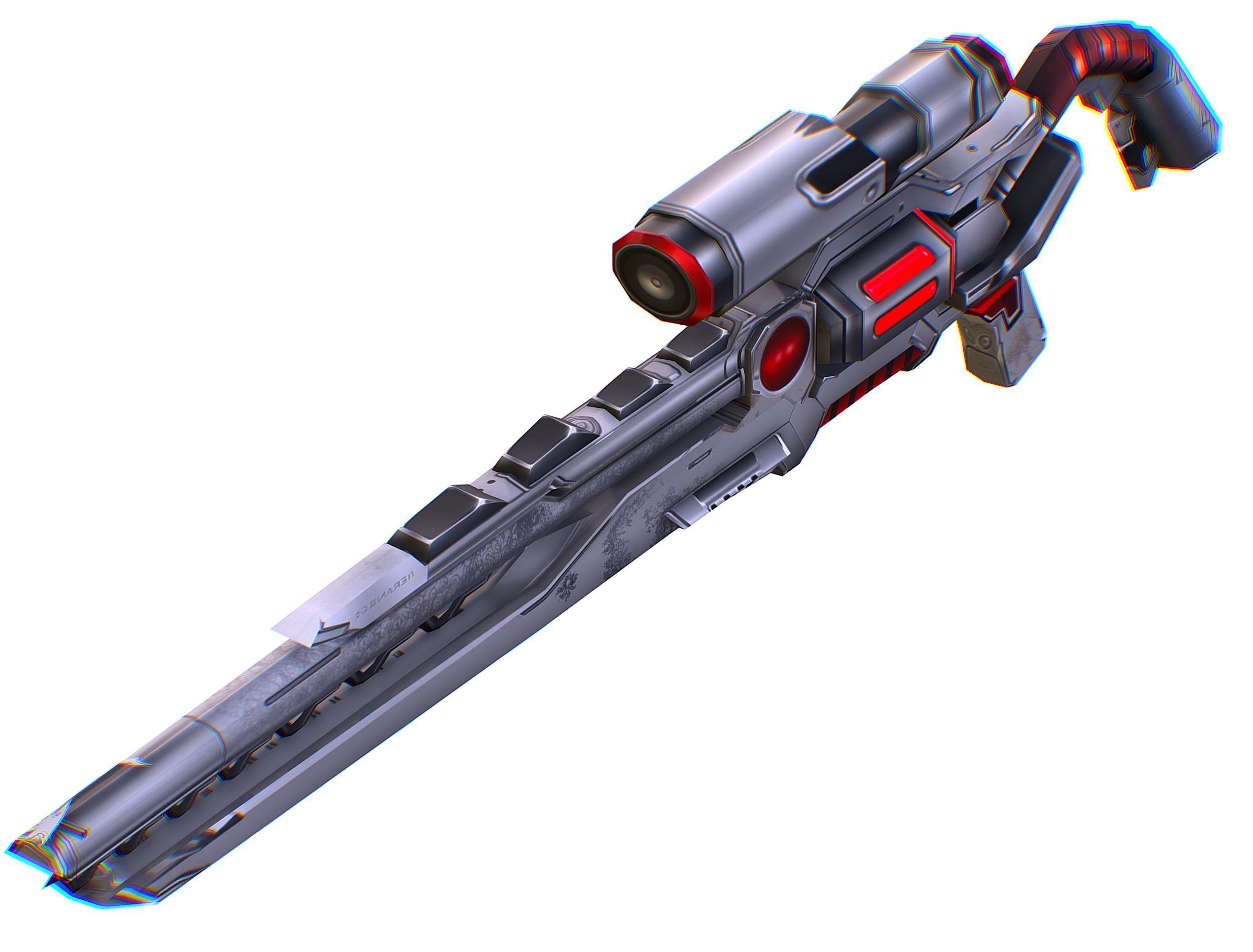 LowPoly Cartoon Sci-Fi Sniper Rifle Future Low-poly 3D model_28