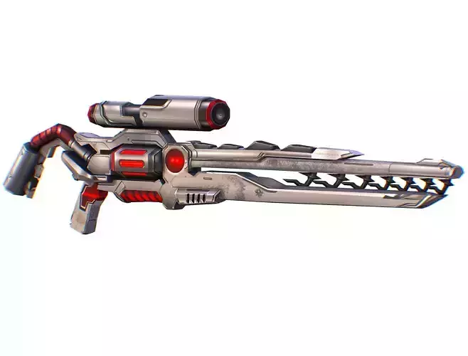 LowPoly Cartoon Sci-Fi Sniper Rifle Future Low-poly 3D model