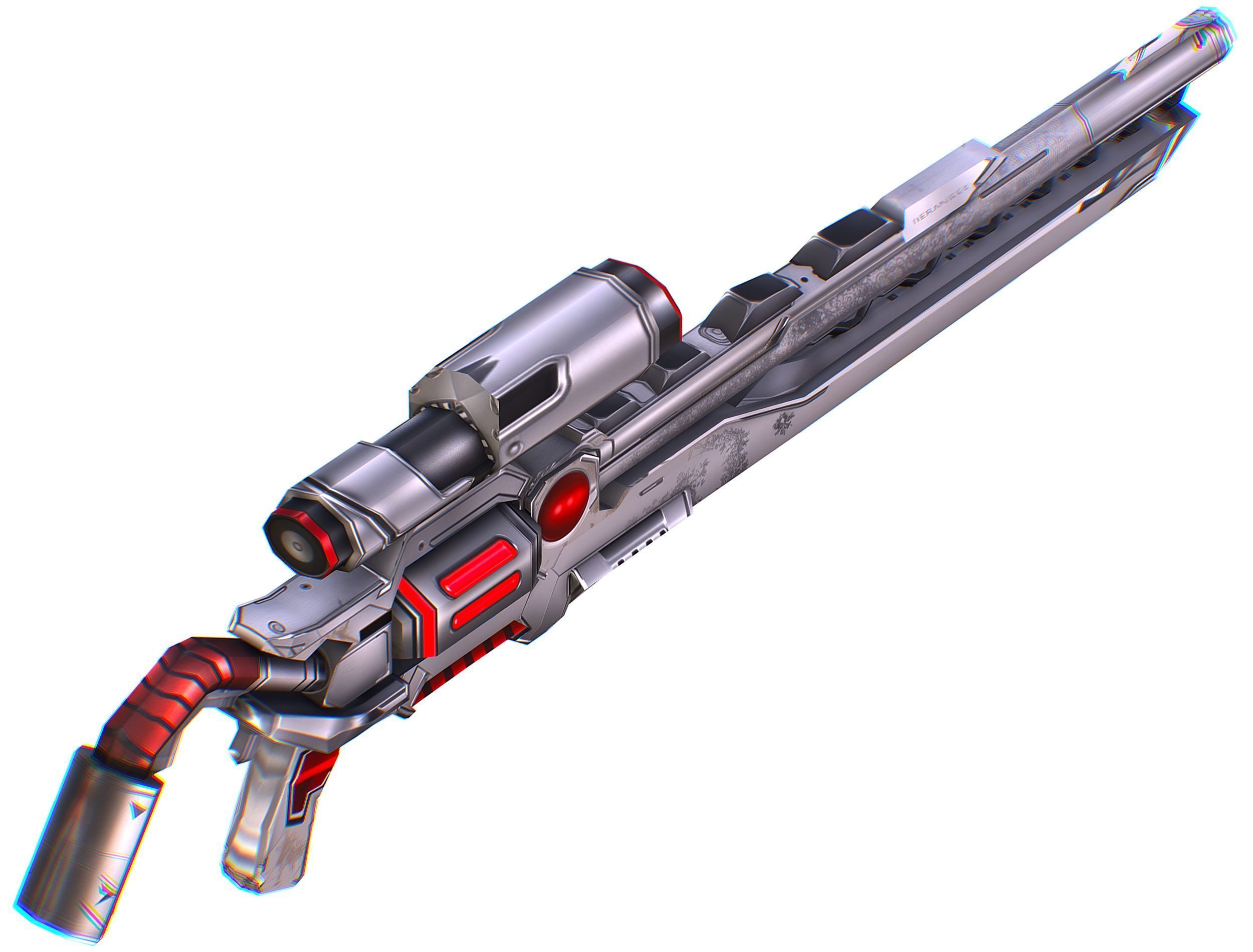 LowPoly Cartoon Sci-Fi Sniper Rifle Future Low-poly 3D model_29