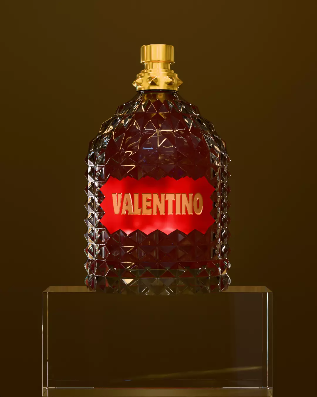 Luxurious Diamond-Cut Perfume Bottle 3D Model 3D print model_0