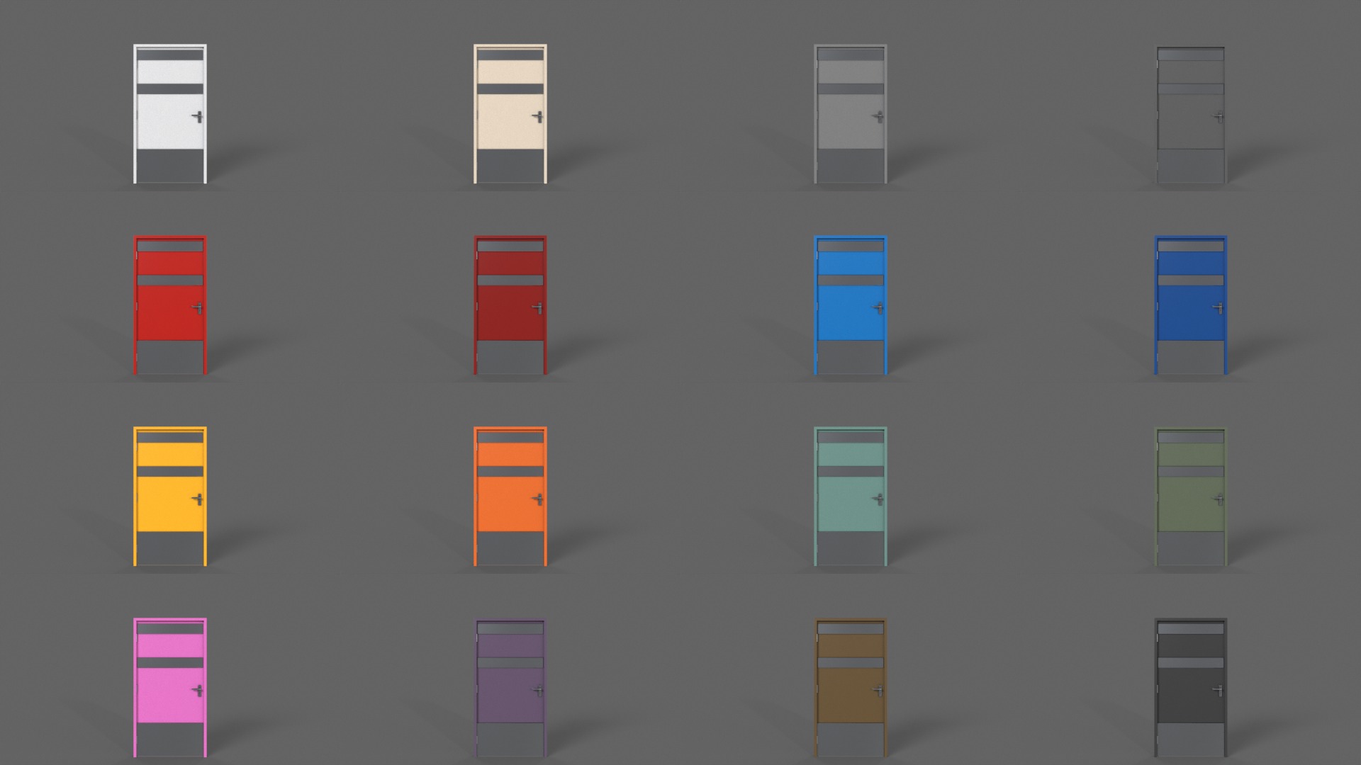 PBR Industrial Door B1 Low-poly 3D model_2