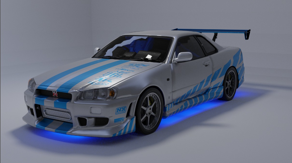 SKYLINE GTR R34 2F2F BRIAN 3D print model_4