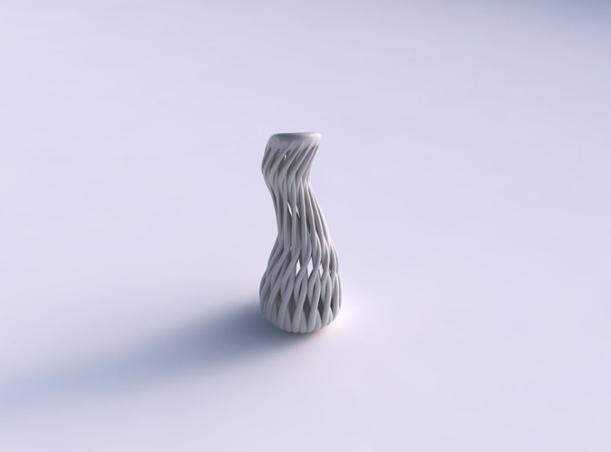 Vase taper double bend 2 with twisted muscle structure eccentric 3D print model