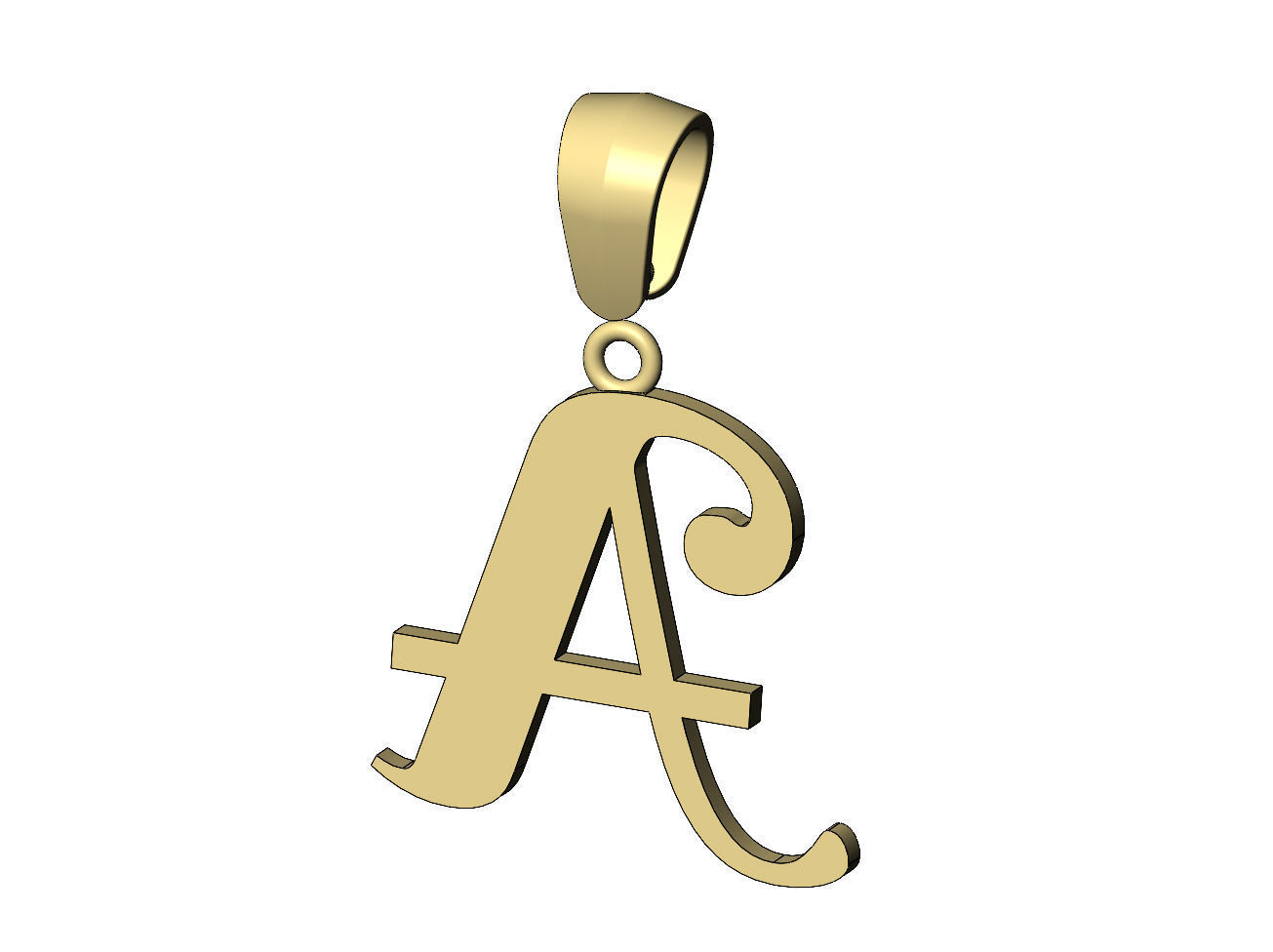 A letter initial berkshire swash font pendant charm bail 3D print model_11