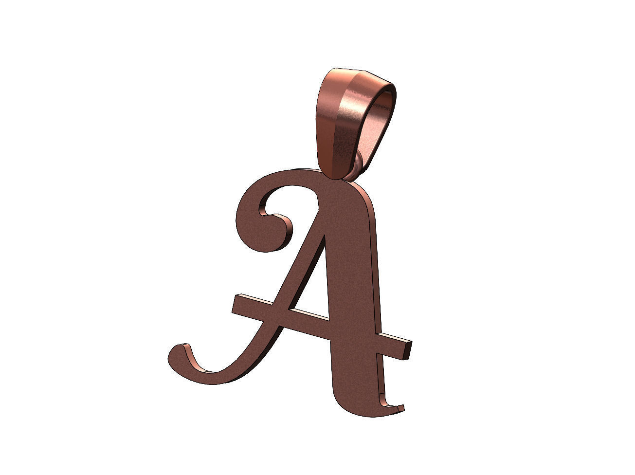 A letter initial berkshire swash font pendant charm bail 3D print model_13