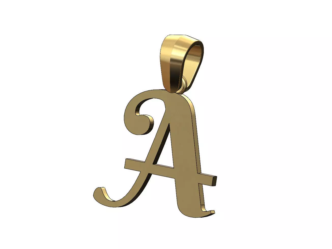 A letter initial berkshire swash font pendant charm bail 3D print model_0