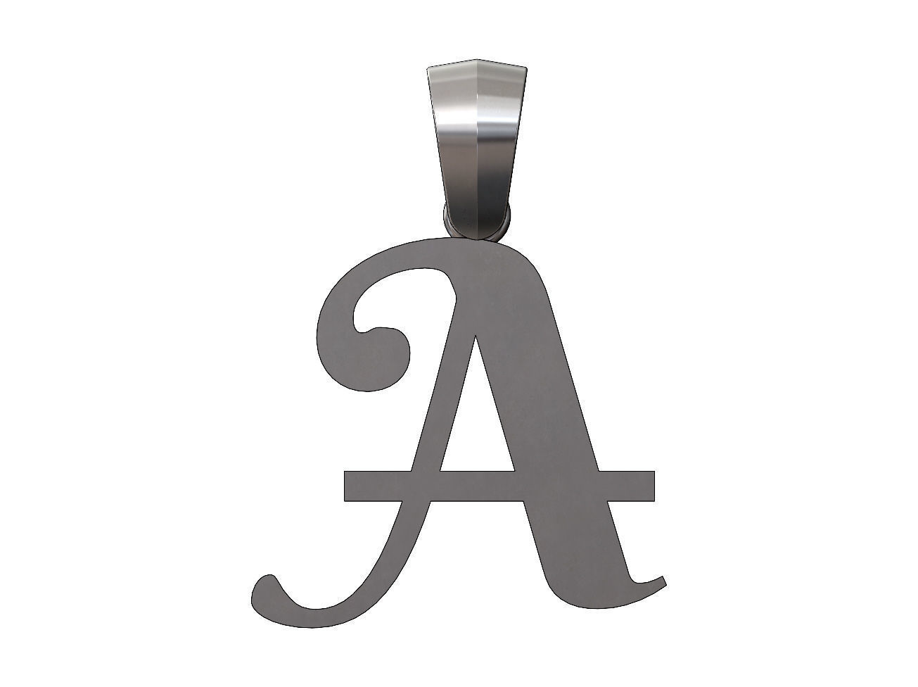 A letter initial berkshire swash font pendant charm bail 3D print model_12
