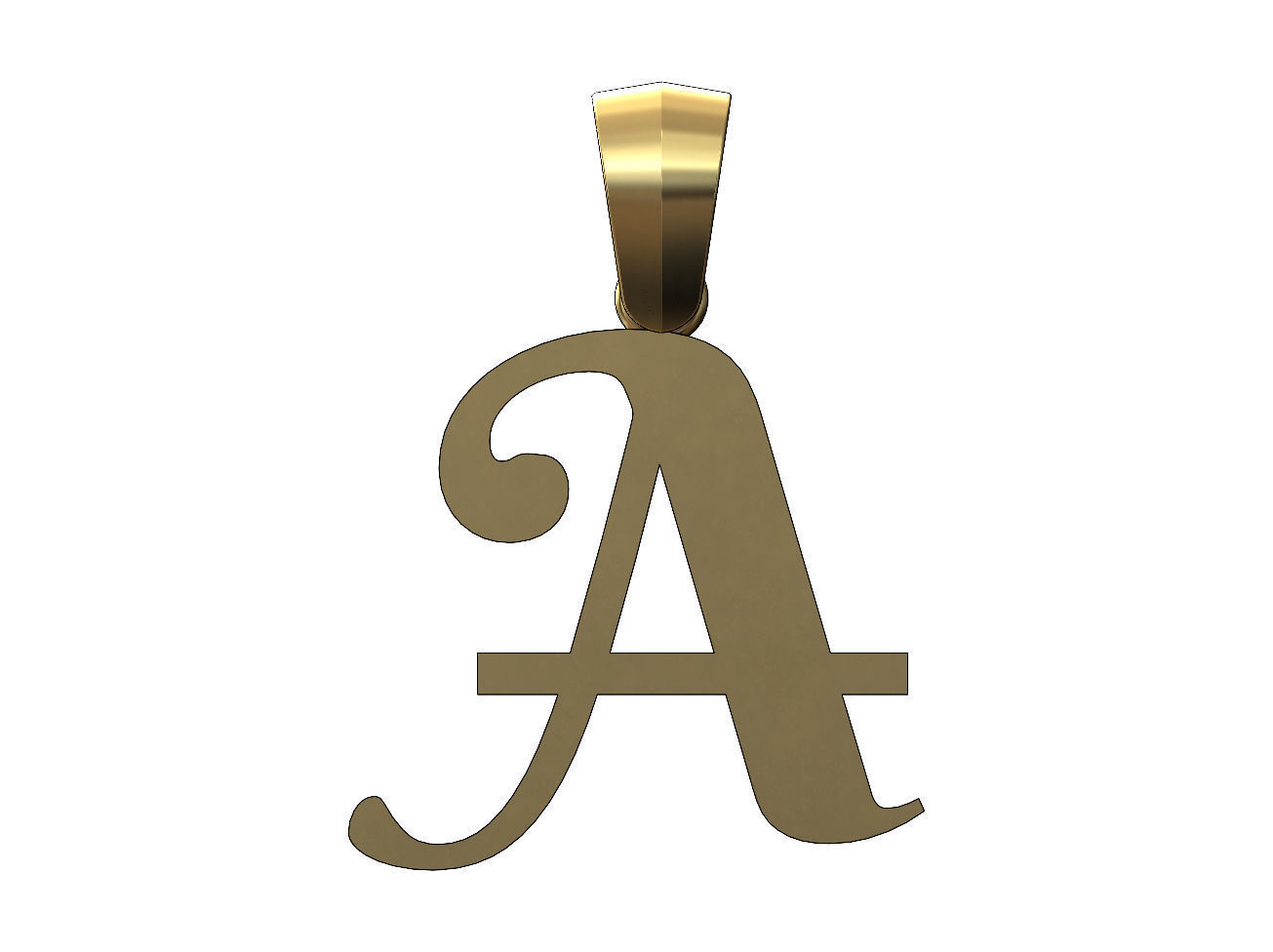 A letter initial berkshire swash font pendant charm bail 3D print model_1