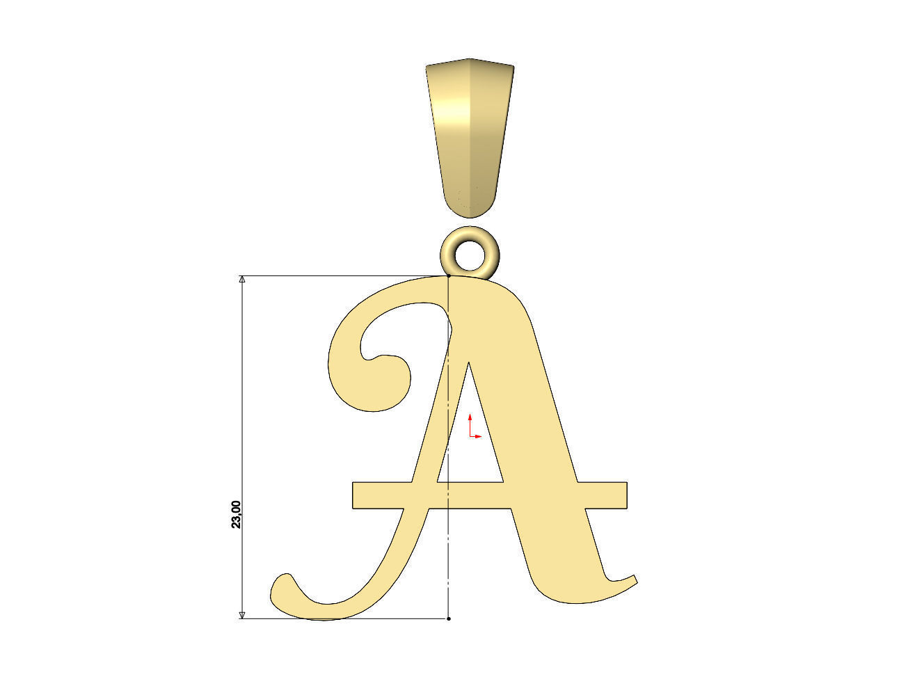 A letter initial berkshire swash font pendant charm bail 3D print model_6