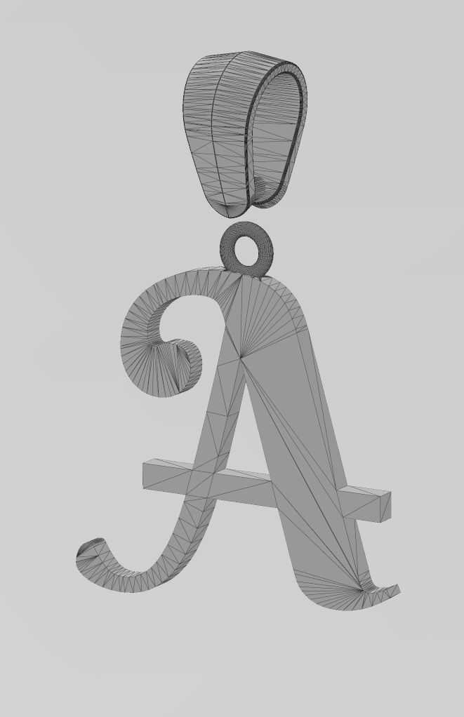 A letter initial berkshire swash font pendant charm bail 3D print model_15