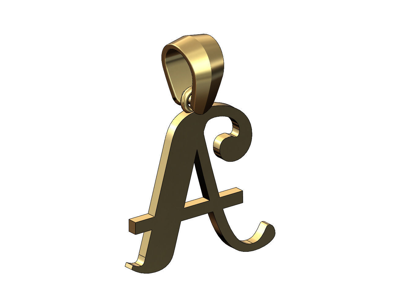 A letter initial berkshire swash font pendant charm bail 3D print model_4