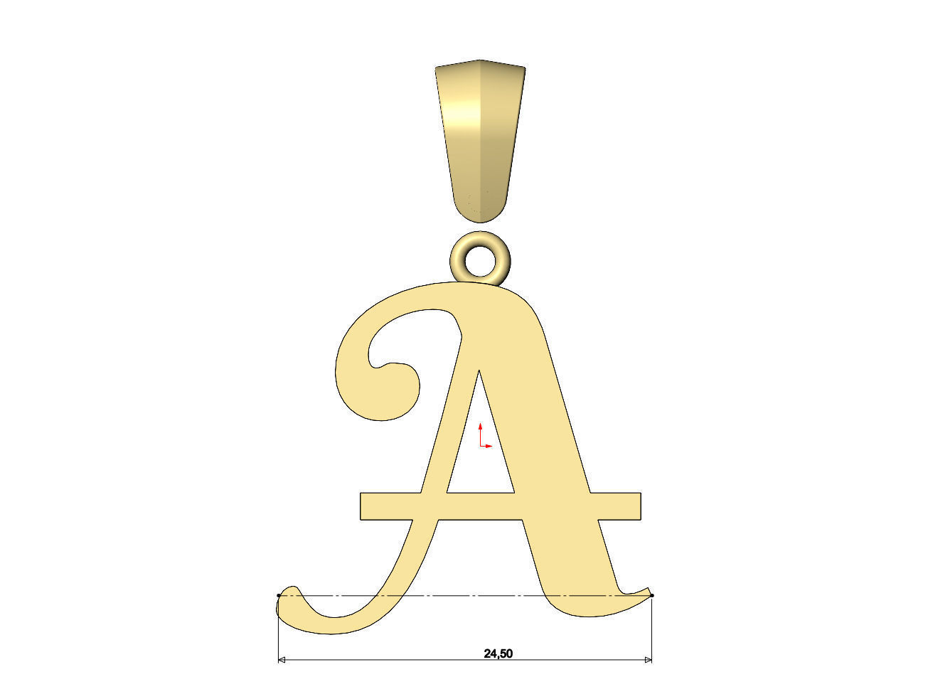 A letter initial berkshire swash font pendant charm bail 3D print model_7