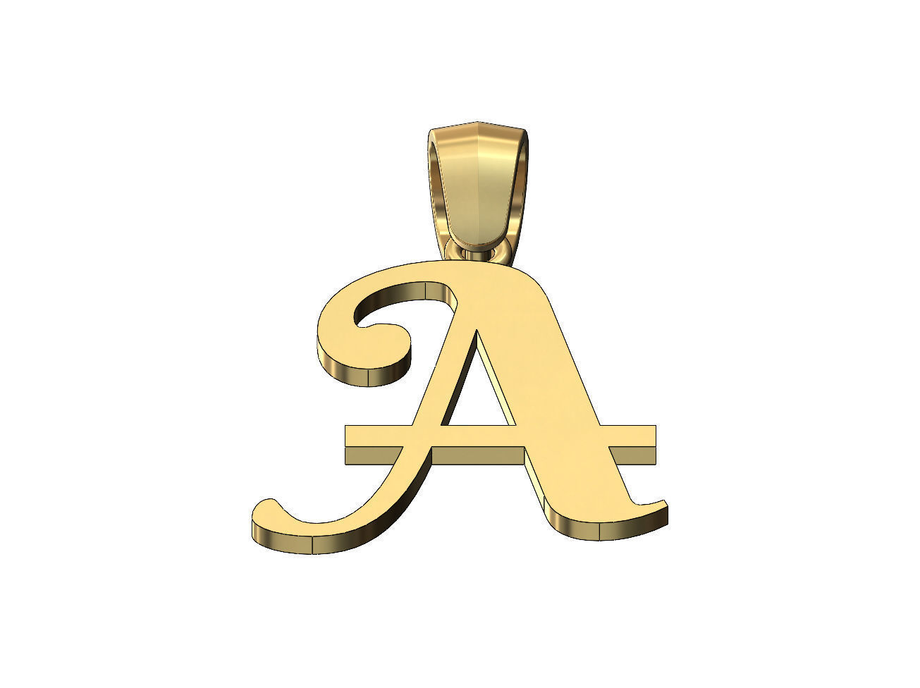 A letter initial berkshire swash font pendant charm bail 3D print model_2