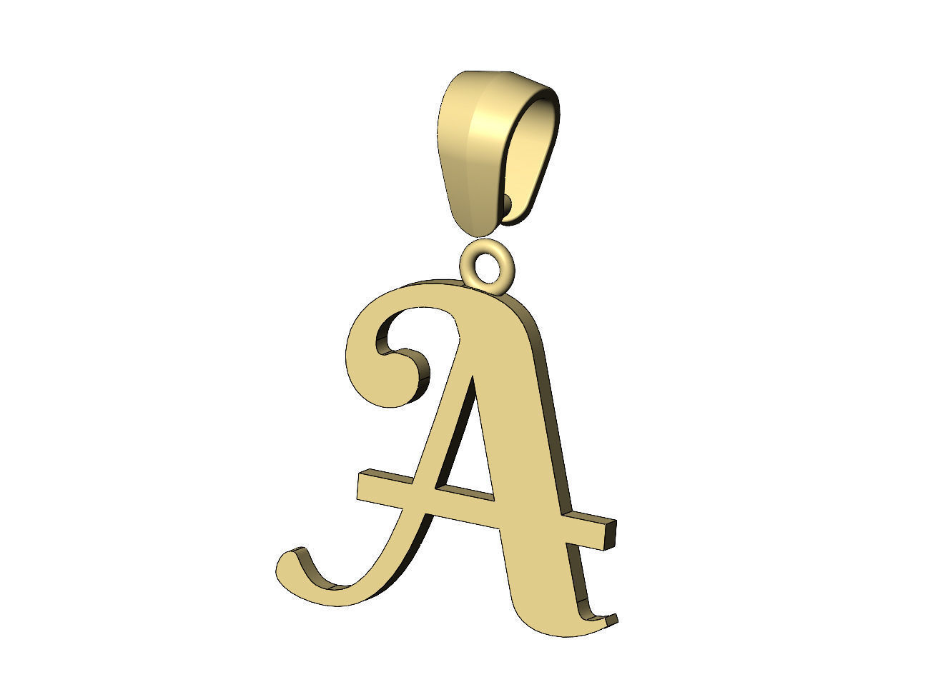 A letter initial berkshire swash font pendant charm bail 3D print model_5