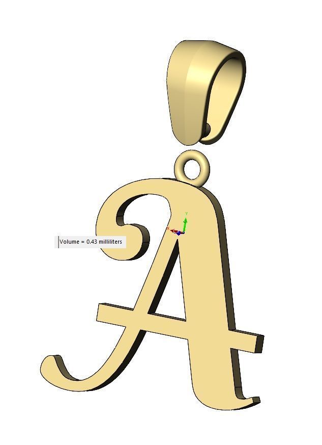 A letter initial berkshire swash font pendant charm bail 3D print model_14