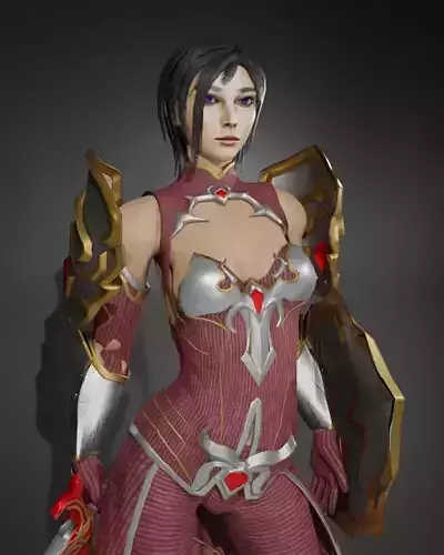 Shield Maiden Female Character - Fantasy 3D Model