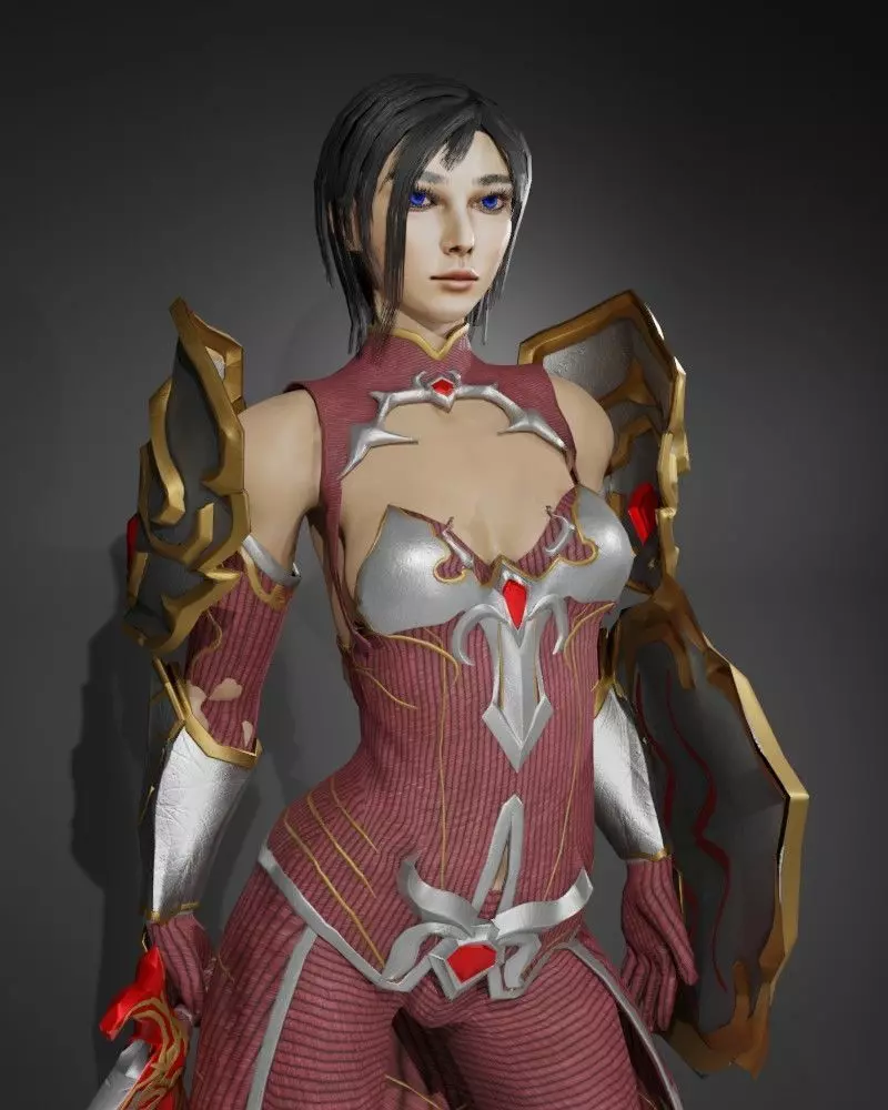 Shield Maiden Female Character - Fantasy 3D Model Low-poly 3D model_0