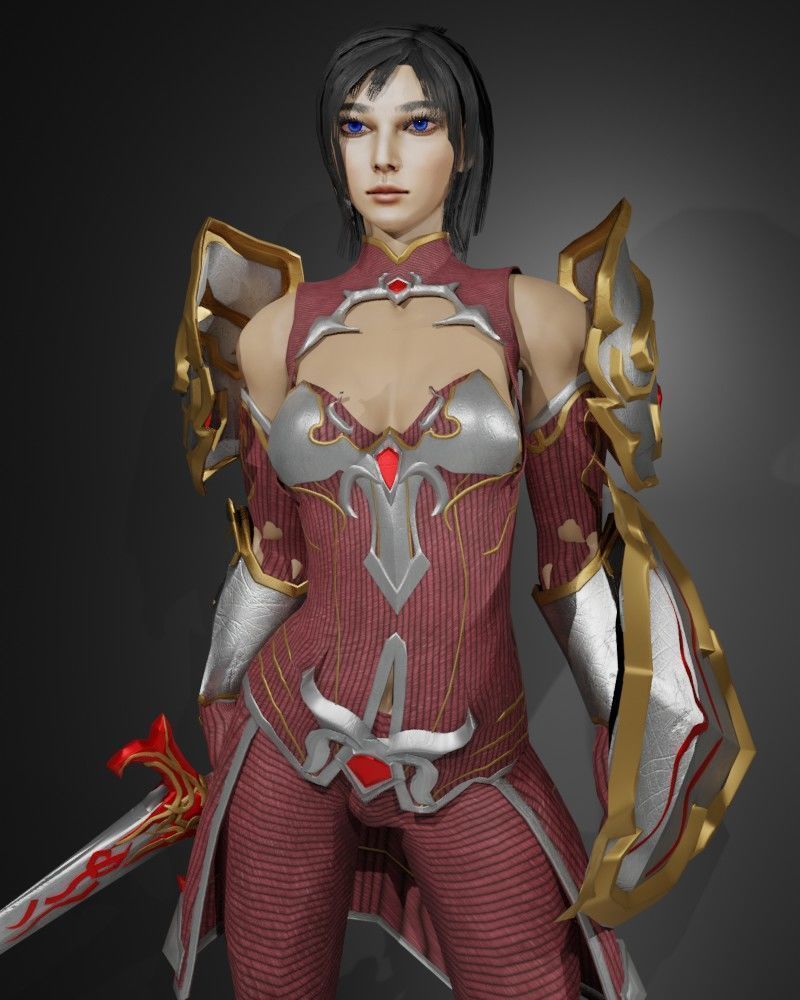 Shield Maiden Female Character - Fantasy 3D Model Low-poly 3D model_2