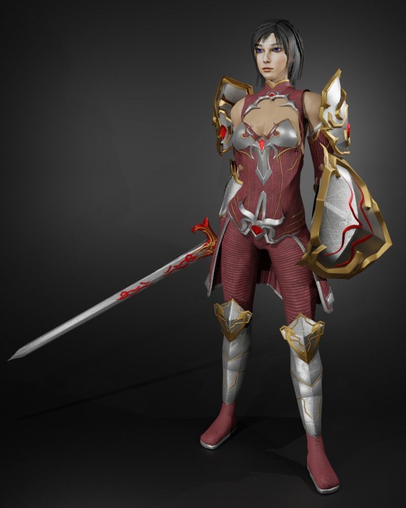 Shield Maiden Female Character - Fantasy 3D Model Low-poly 3D model_4