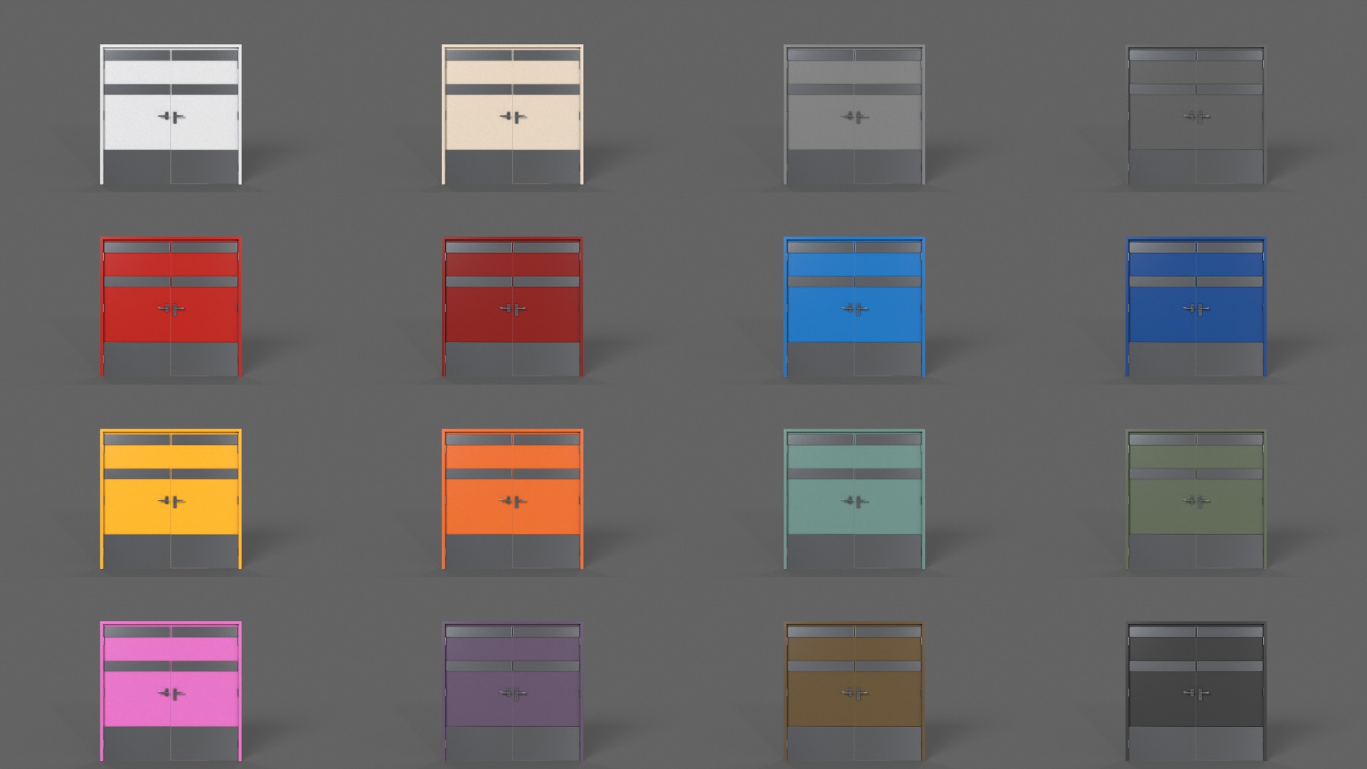 PBR Industrial Door B2 Low-poly 3D model_2