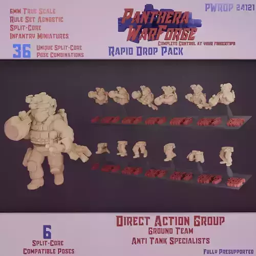 DAG Ground Team Anti Tank Specialists Rapid Drop Pack 6mm Scale 3D print model