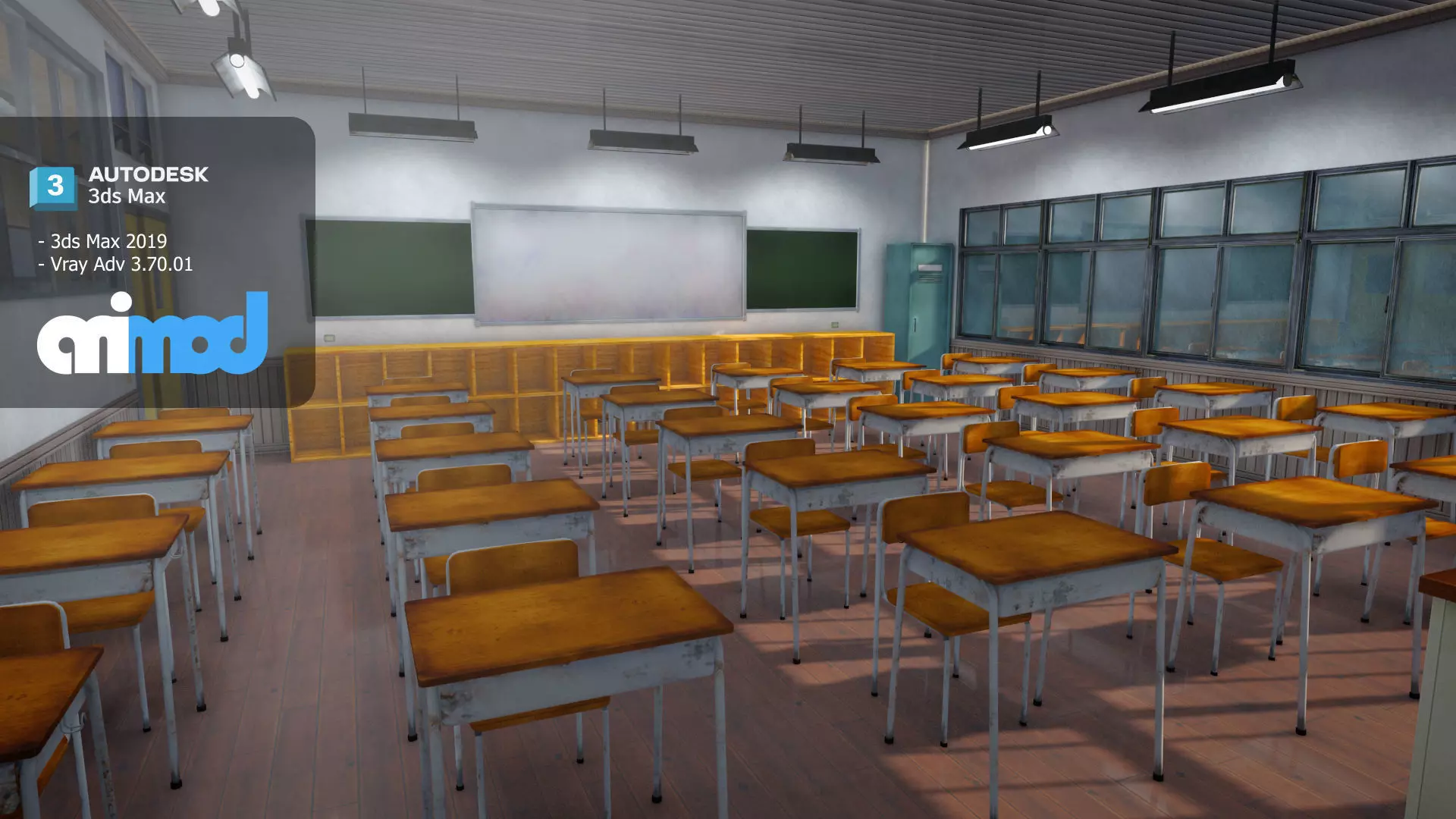 Japanese School Hallway 3D model