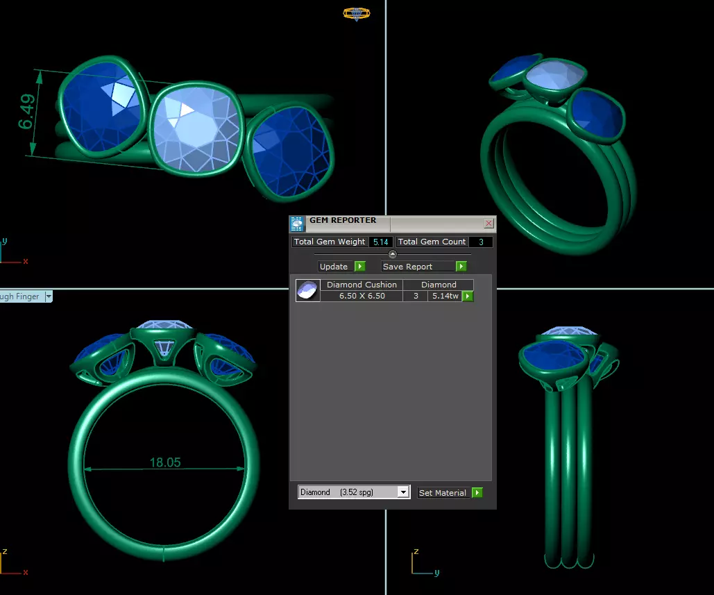 Three Stone Ring R23 3D print model_0