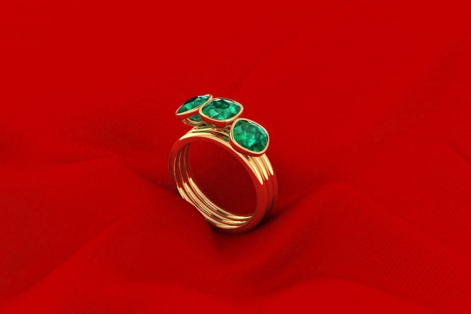 Three Stone Ring R23 3D print model_1