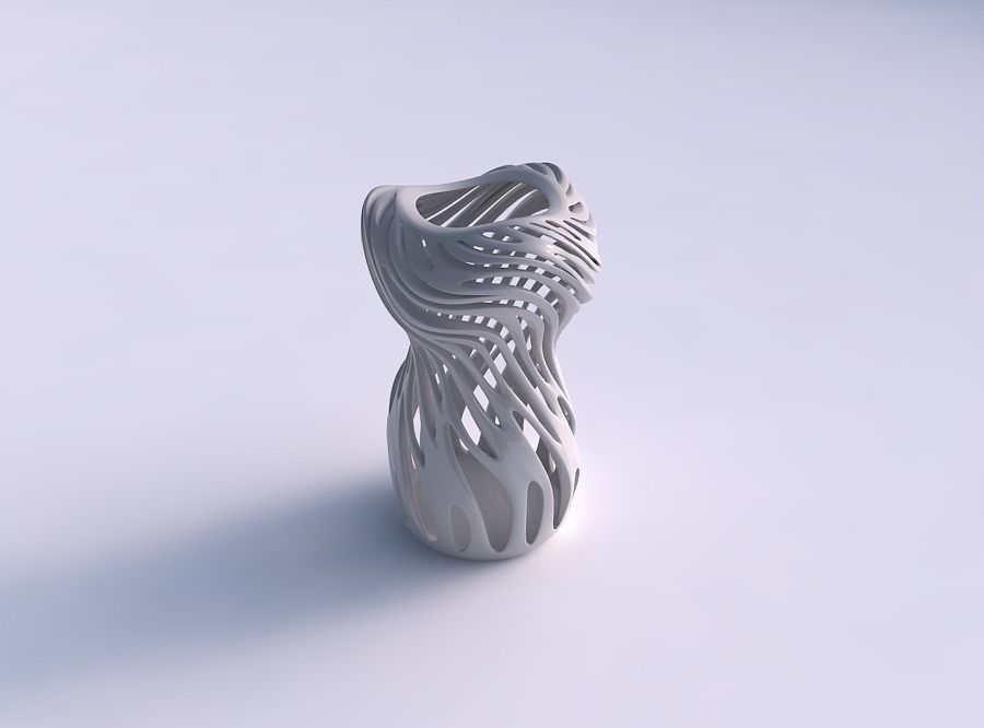 Vase squeezed mid with smooth cuts wavy top 3D print model_0