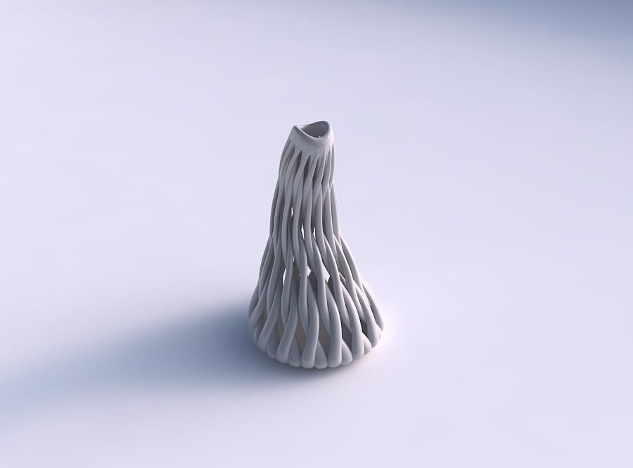 Vase taper bend with twisted muscle structure streched top 3D print model_0
