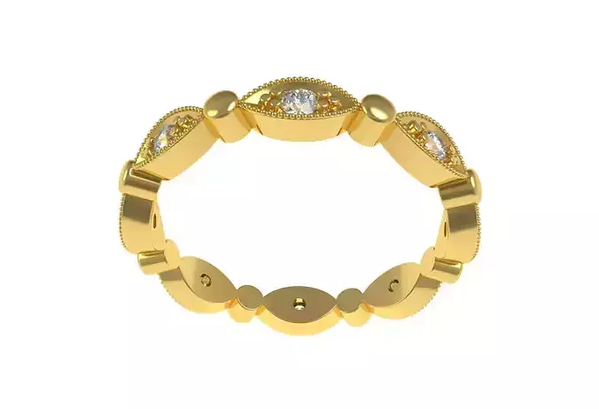 Marquise Shape Round Diamond Eternity Wedding Ring