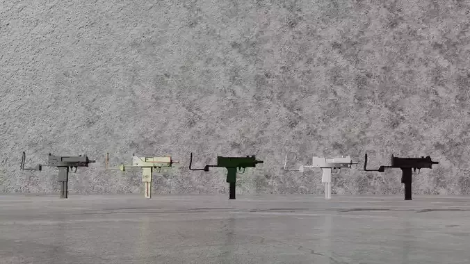 Stylized Submachine Gun 3D Model Pack