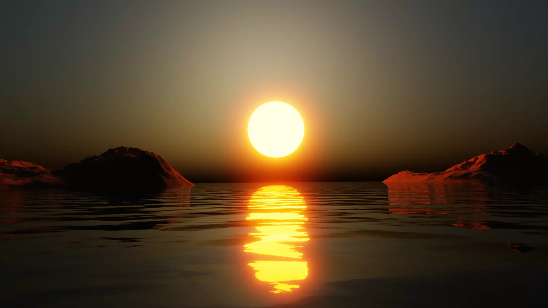 ocean sunset 3d blender Low-poly 3D model_0
