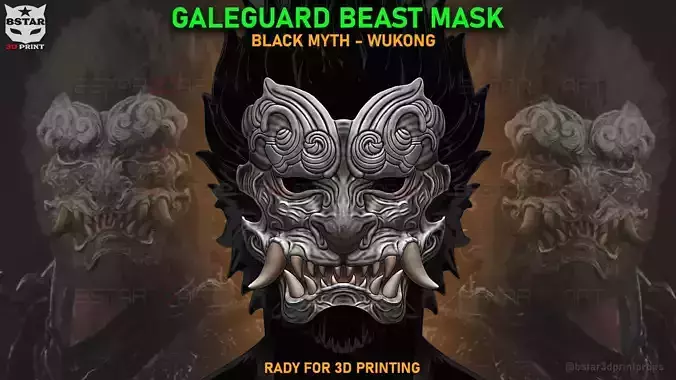 Gale Guard Beast Face Mask - Black Myth Wukong Cosplay 3D print model