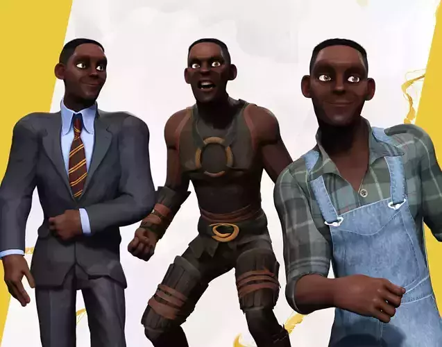 Black man Cartoon hero Character with Multiple Looks 3D Model Collection