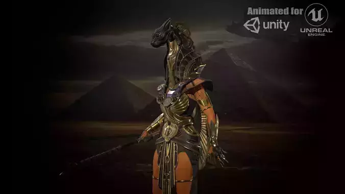 Bastet Egyptian goddess Low-poly 3D model