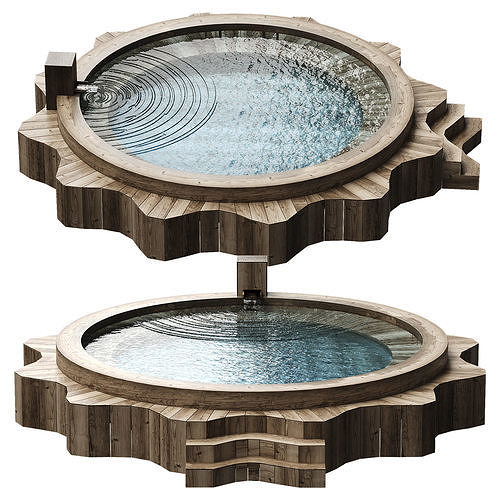 star wooden pool Low-poly 3D model