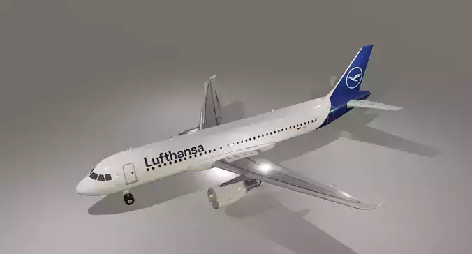 Lufthansa airbus a320-214 low poly 3d model 