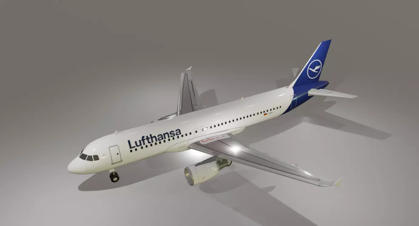 Lufthansa airbus a320-214 low poly 3d model Low-poly 3D model