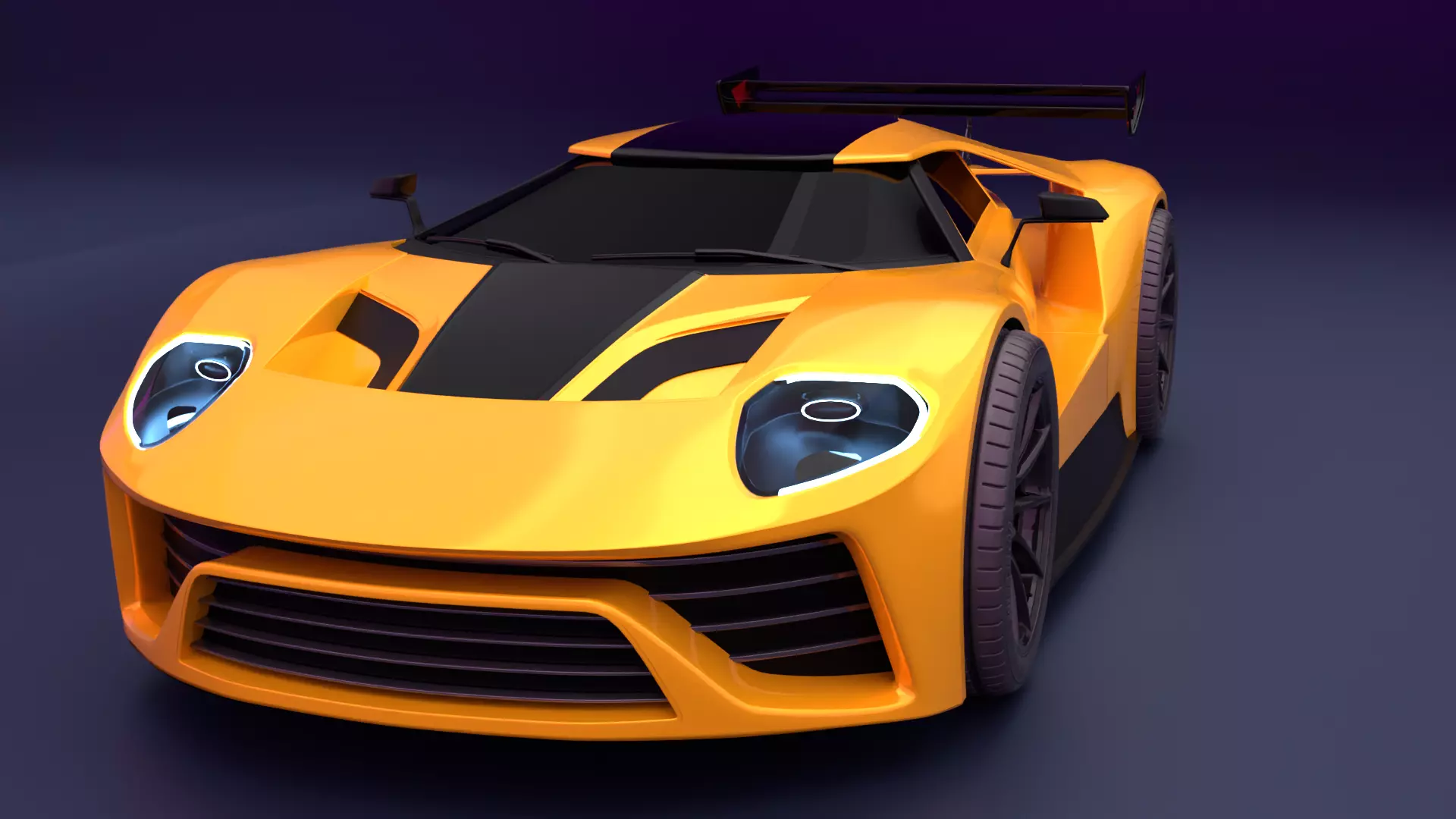 Bumble bee version Sports Car 3D Model Blender Shaded Low-poly 3D model