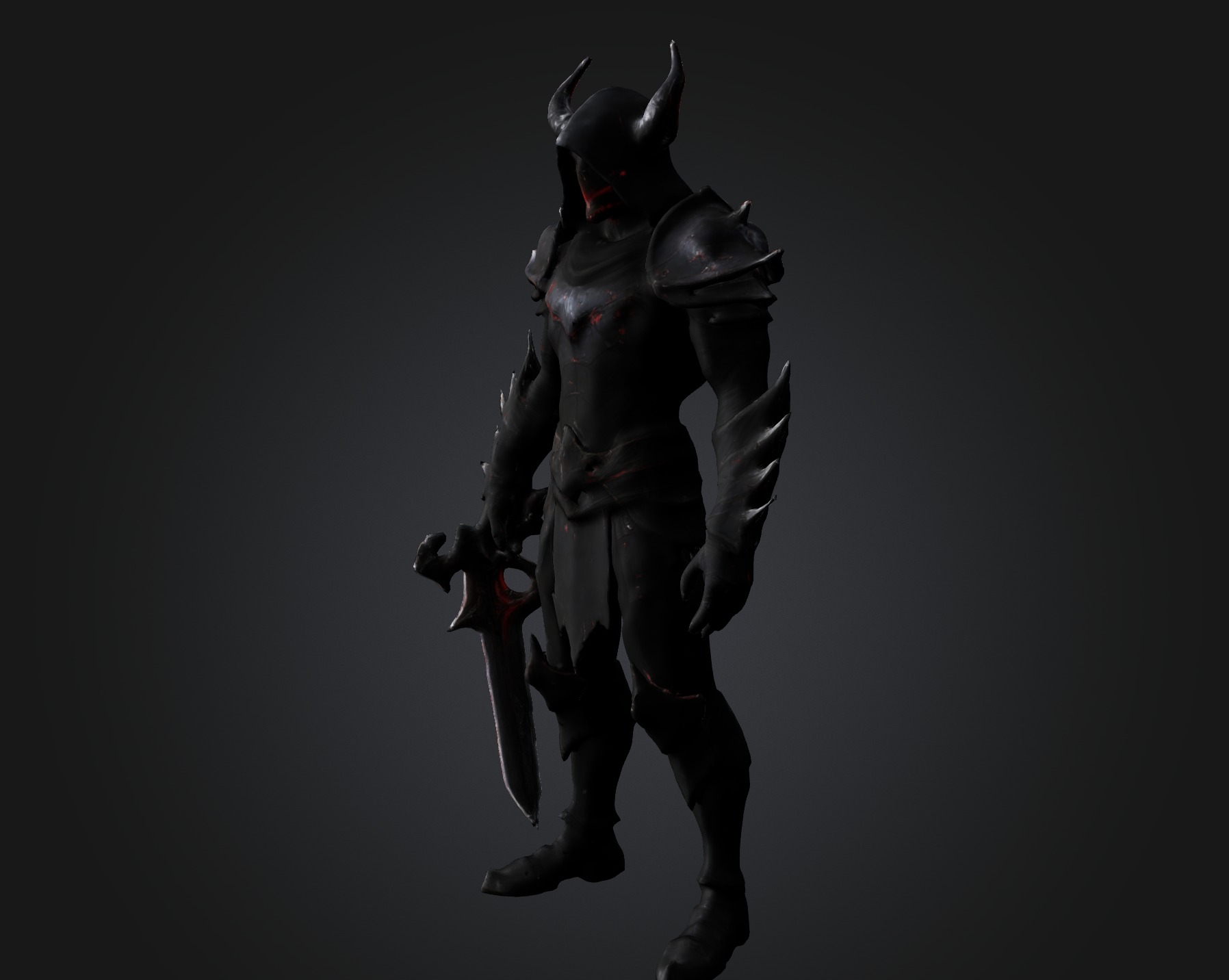 Dark Armored Warrior 3D knight Character for Games and Animation Low-poly 3D model_9